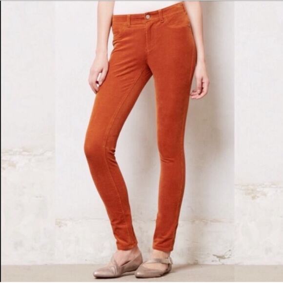 Pilcro and the Letterpress Anthropologie Orange Serif Corduroy Pants - Size 26 - Picture 9 of 9